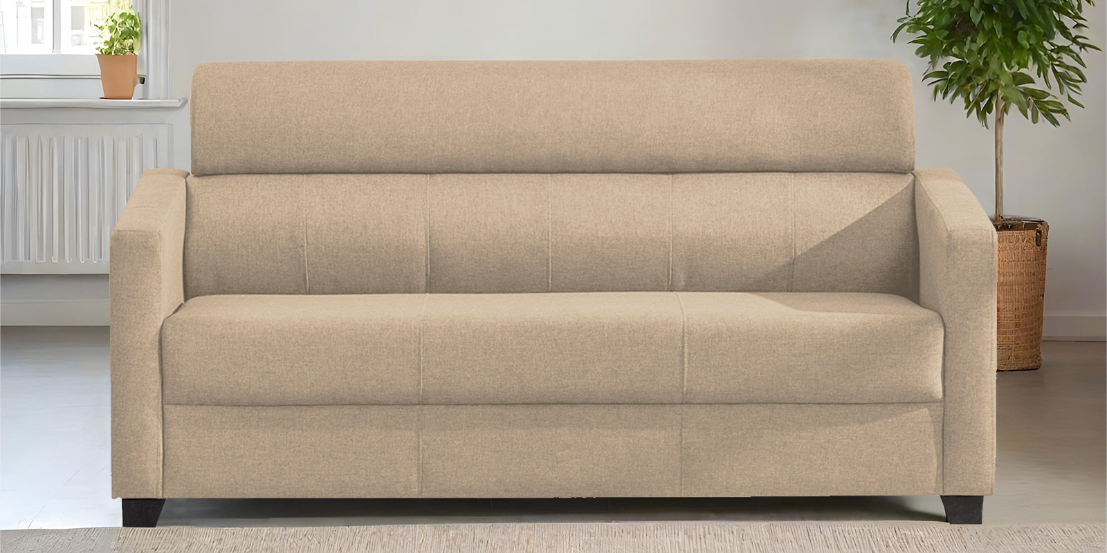 Devo Fabric 3 Seater Sofa In Olive Beige Colour - Febonic Living