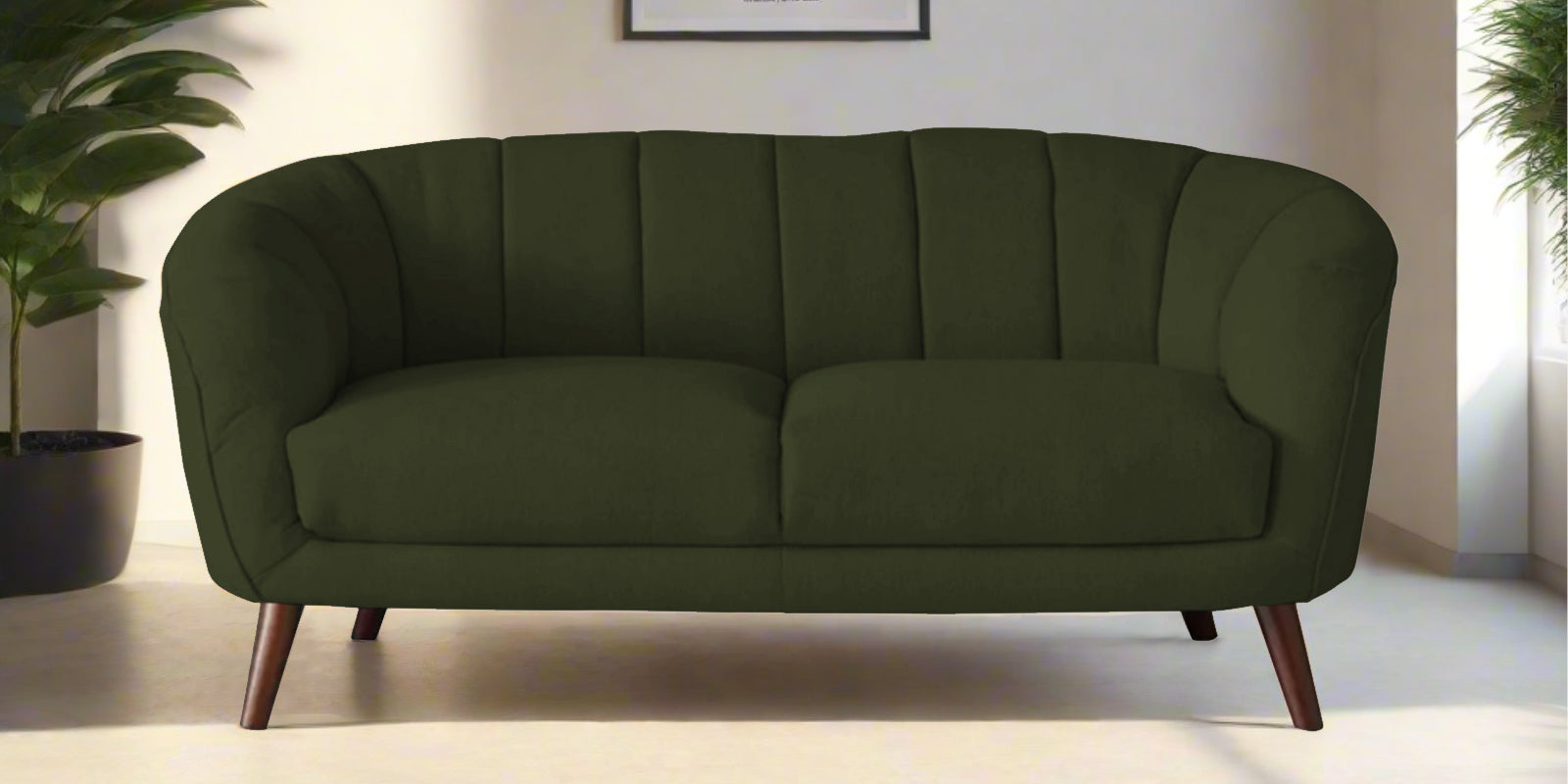 Benjamin Fabric 2 Seater Sofa In Olive Green Colour - Febonic Living