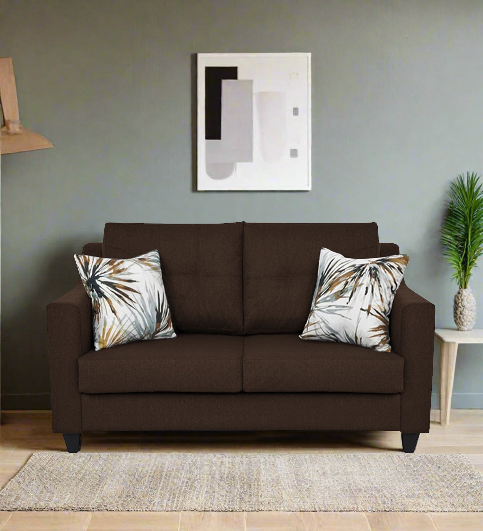 Welly Fabric 2 Seater Sofa In Cidar Brown Colour - Febonic Living