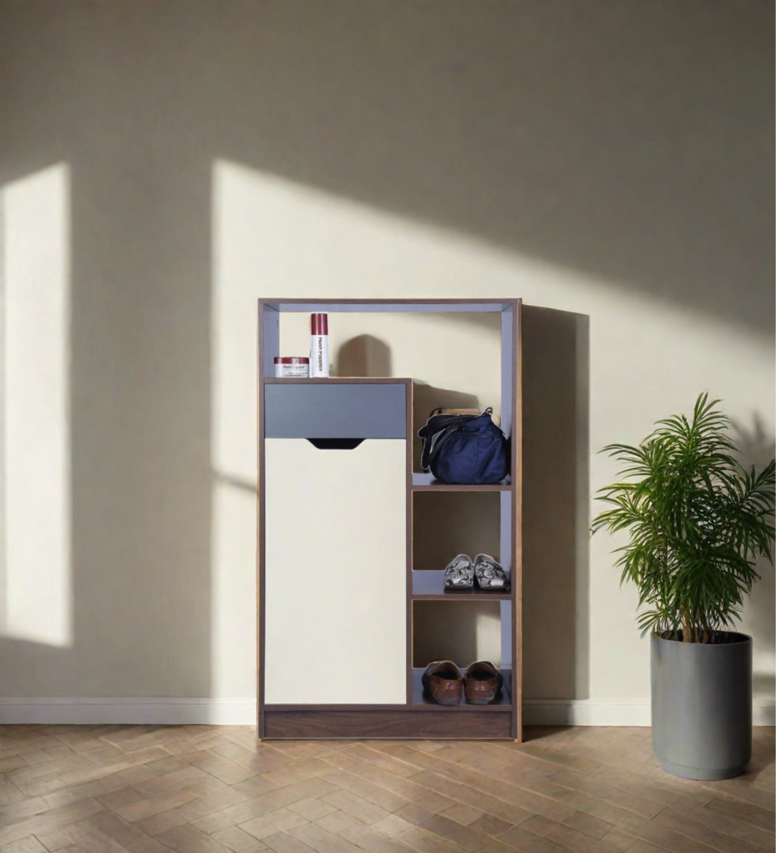 Elira Shoe Rack In Dark And Frosty White Finish - Febonic Living