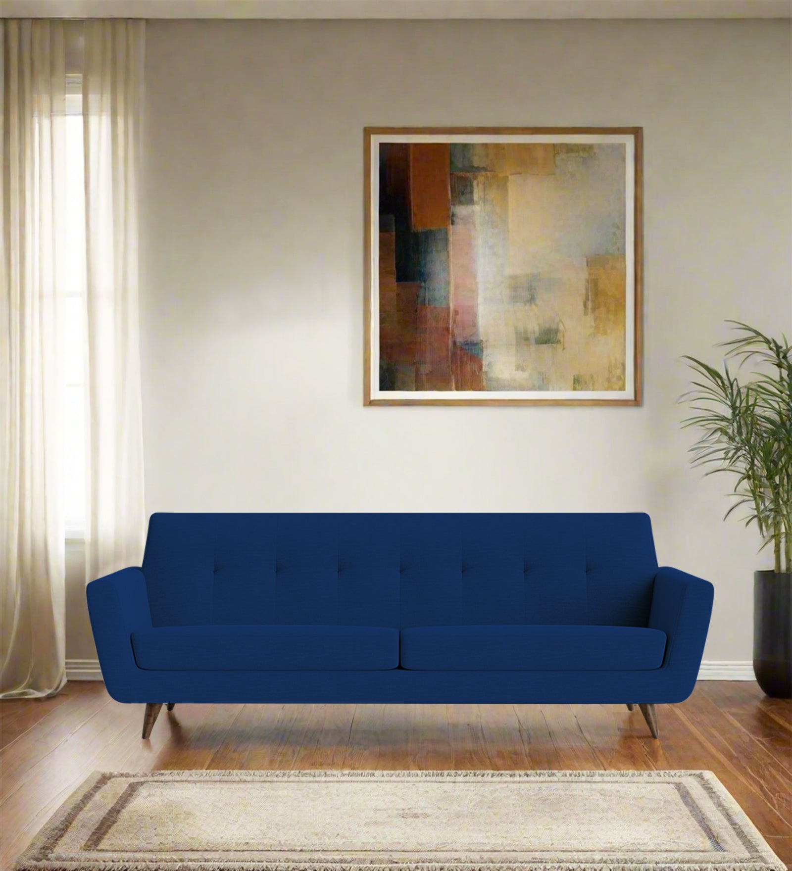 Jasmin Fabric 3 Seater Sofa In Royal Blue Colour - Febonic Living