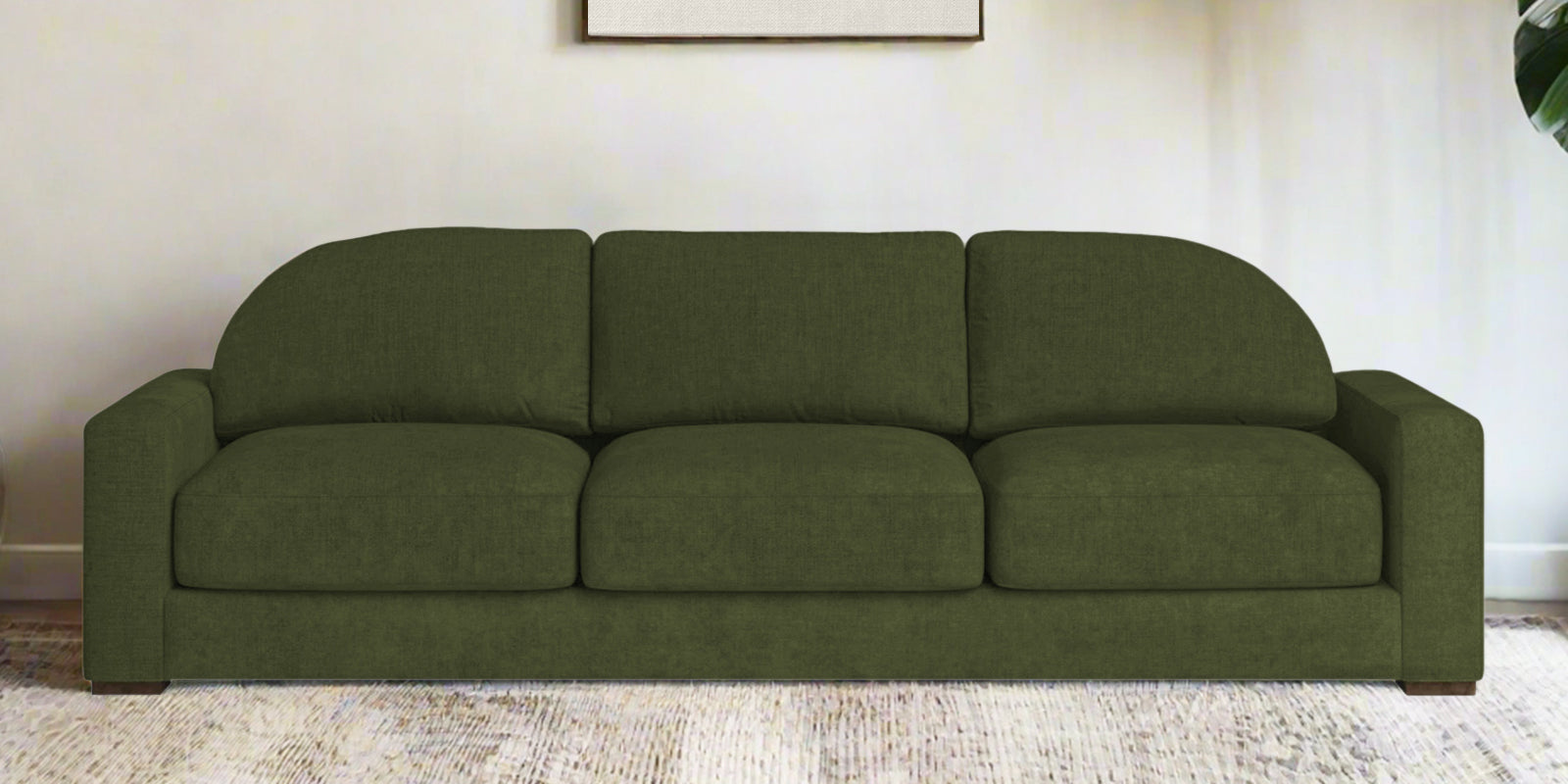 Dara Fabric 3 Seater Sofa In Olive Green Colour