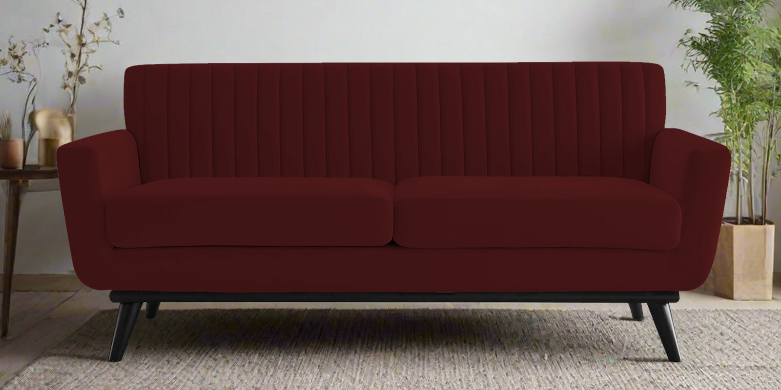 Tucker Velvet 2 Seater Sofa In Dark Maroon Colour - Febonic Living