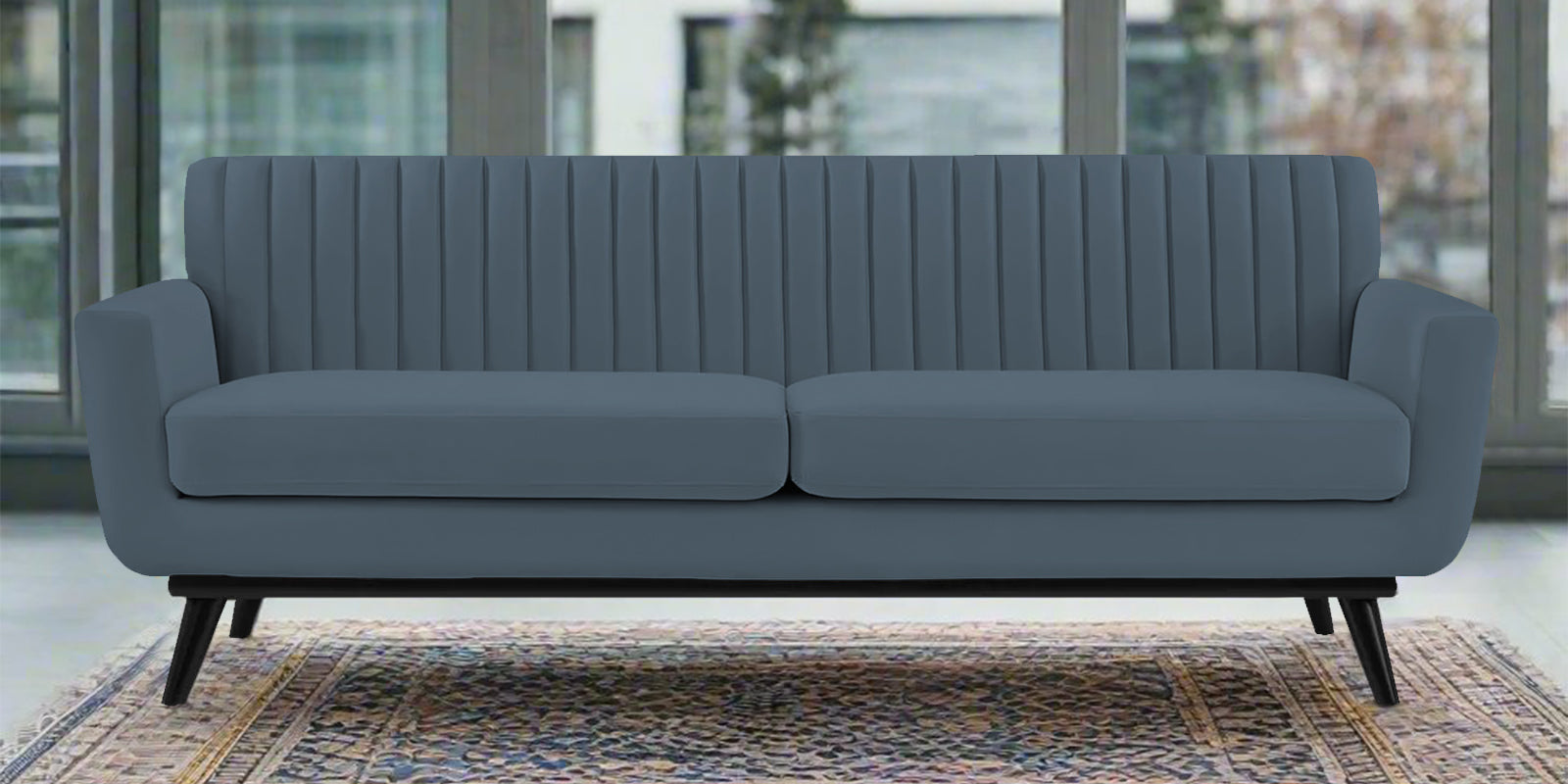 Tucker Velvet 3 Seater Sofa In Oxford Blue Colour - Febonic Living