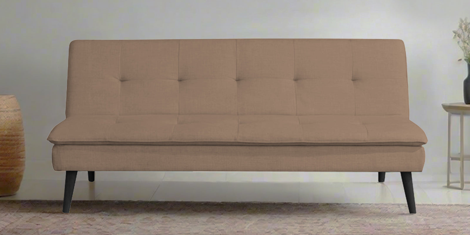 Toner Fabric 3 Seater Convertible Sofa Cum Bed In Cookie Beige Colour - Febonic Living