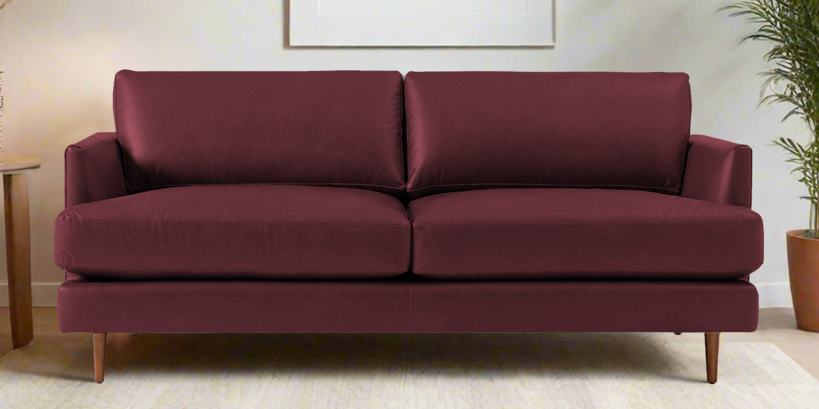 Sterio Leatherette 2 Seater Sofa In Burgundy Maroon Colour - Febonic Living
