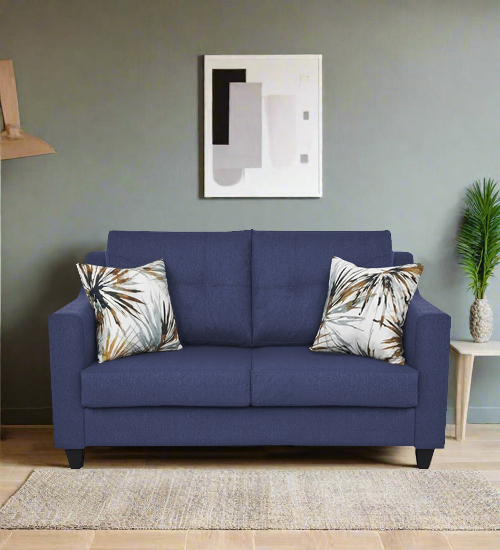 Welly Fabric 2 Seater Sofa In Slate Blue Colour - Febonic Living