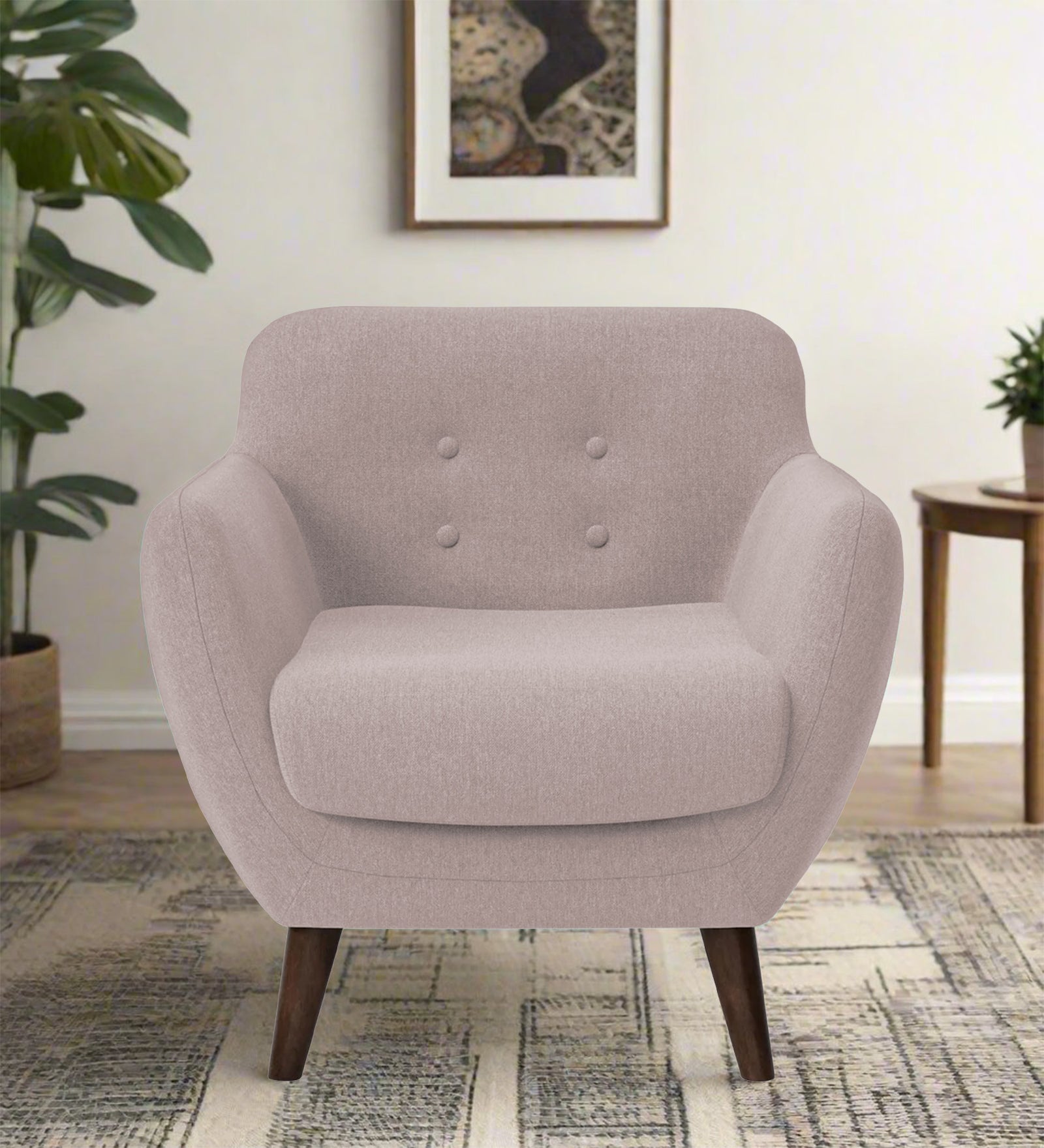Goofy Fabric 1 Seater Sofa In Almond Beige Colour - Febonic Living