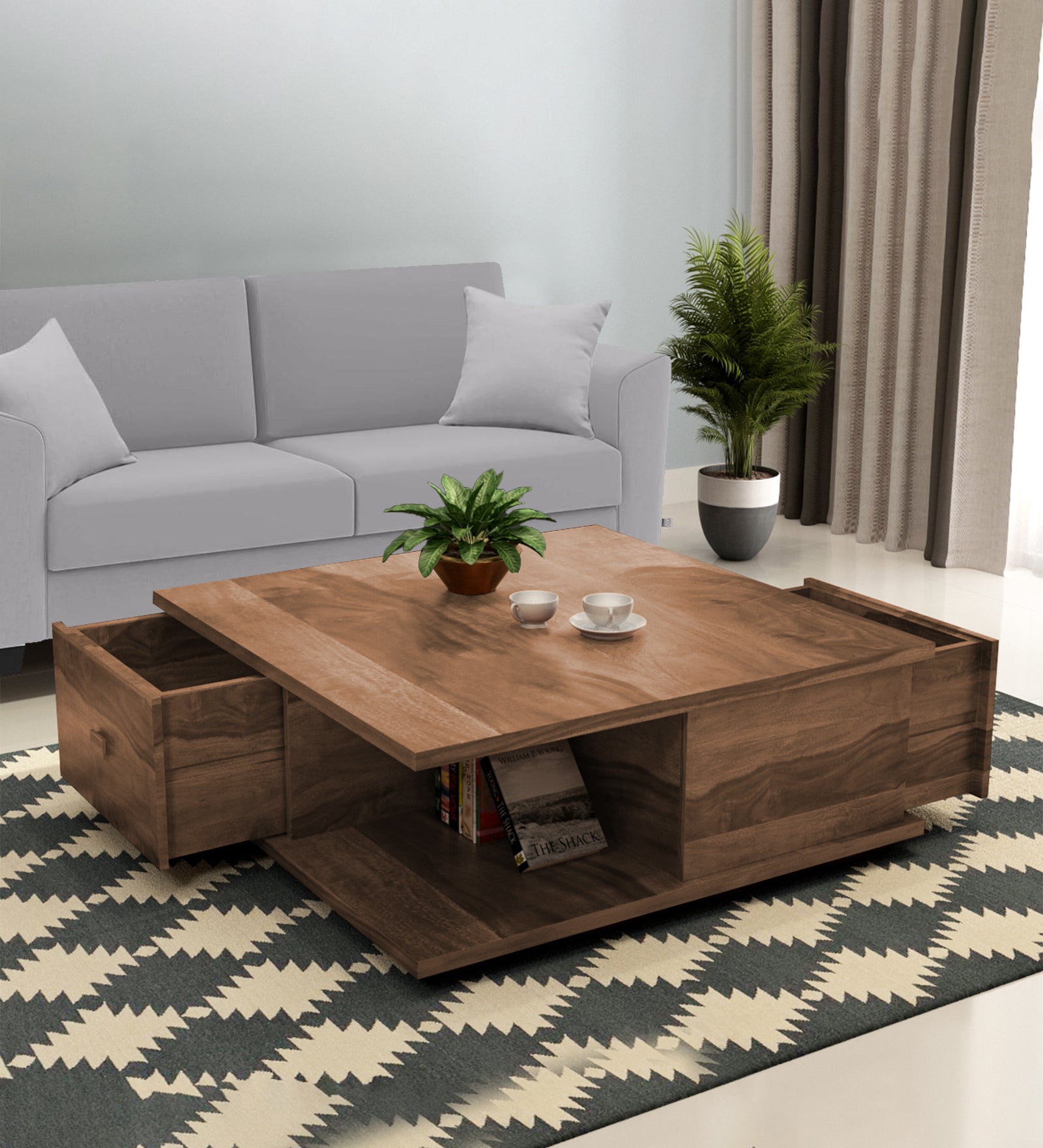 kasa Coffee Table In Oral Walnut Finish - Febonic Living