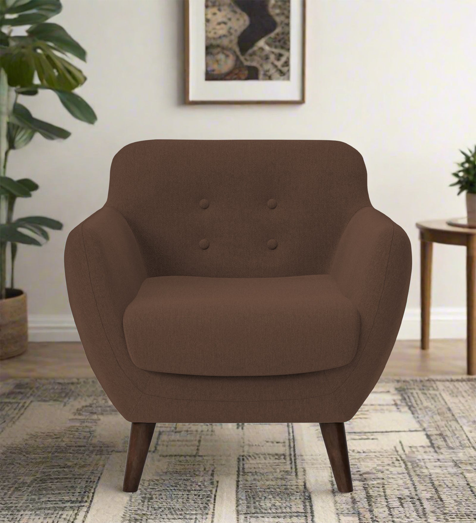 Goofy Fabric 1 Seater Sofa In Ash Brown Colour - Febonic Living