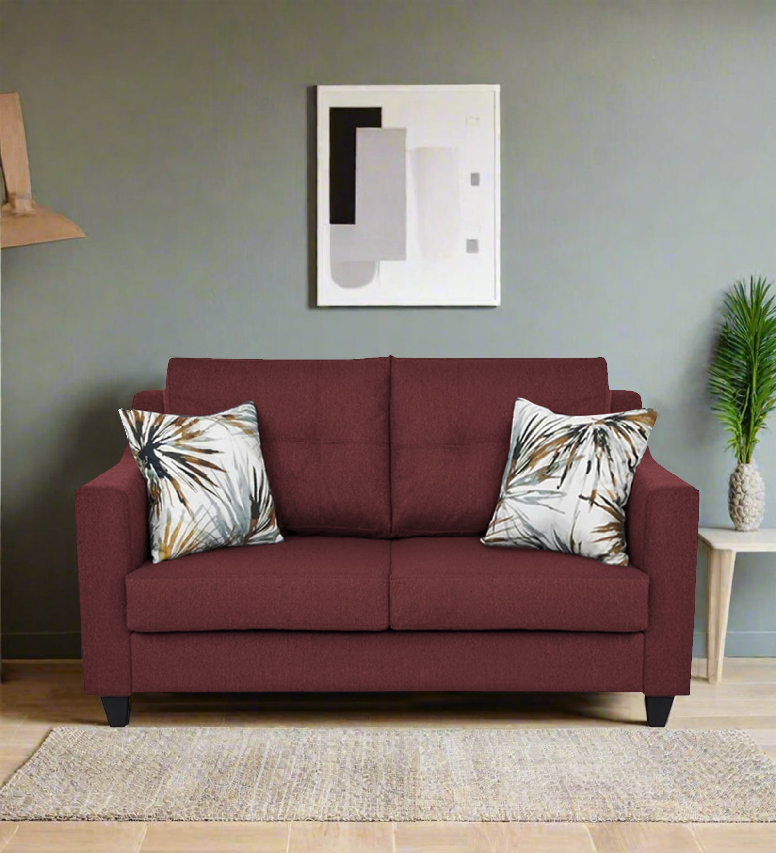 Welly Fabric 2 Seater Sofa In Blaze Red Colour - Febonic Living