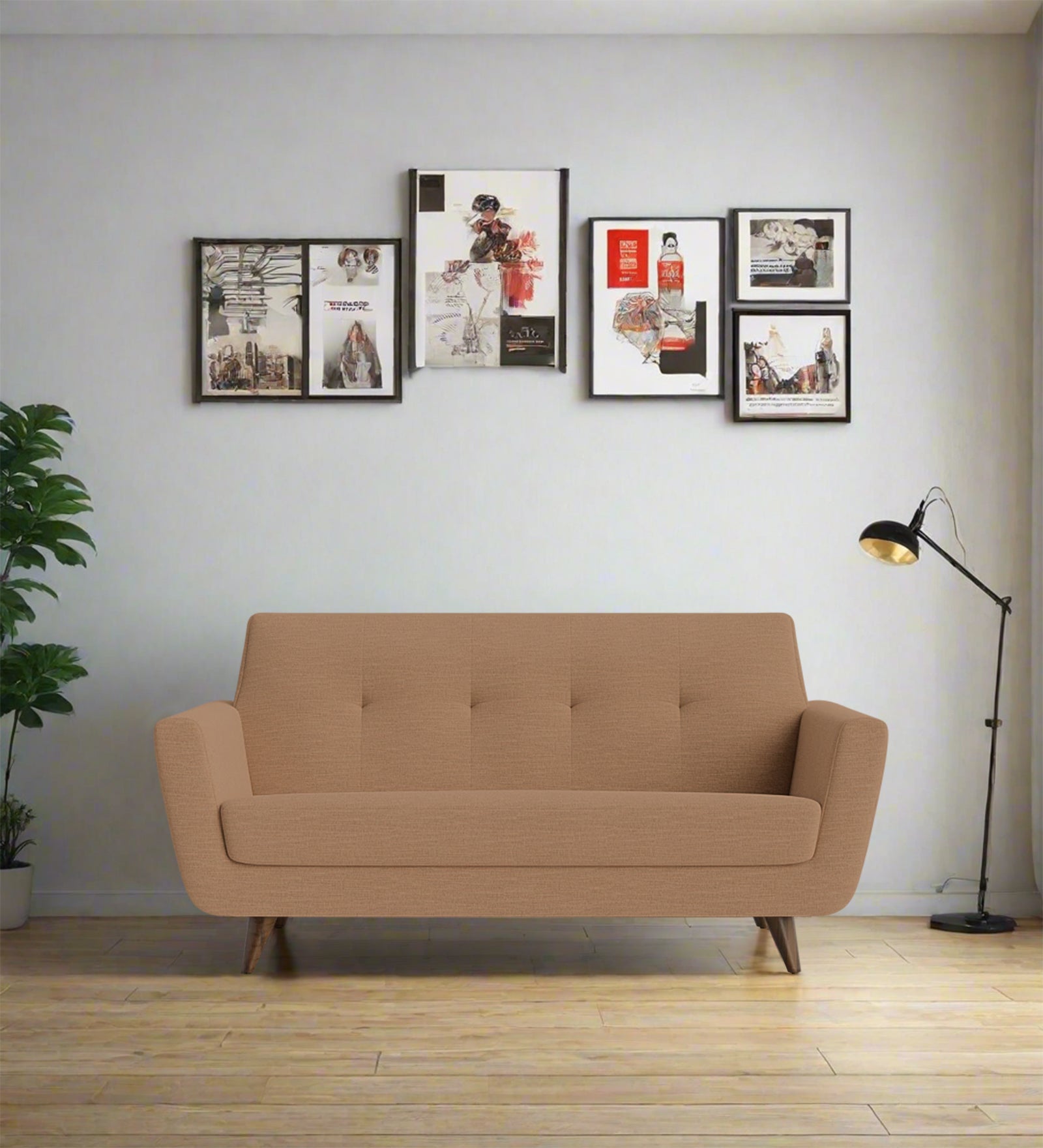 Jasmin Fabric 2 Seater Sofa In Cosmic Beige Colour - Febonic Living
