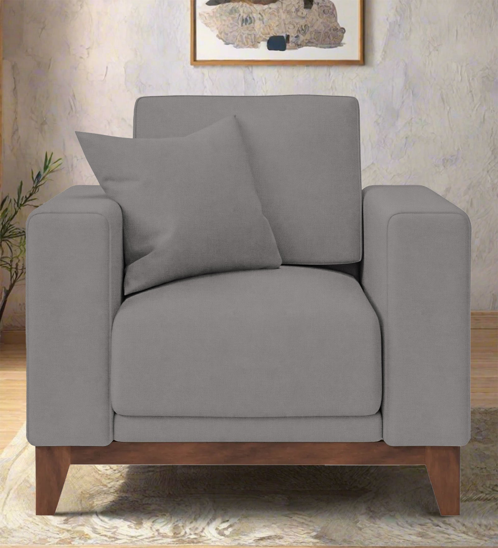 Luca Fabric 1 Seater Sofa In Silver Grey Colour - Febonic Living