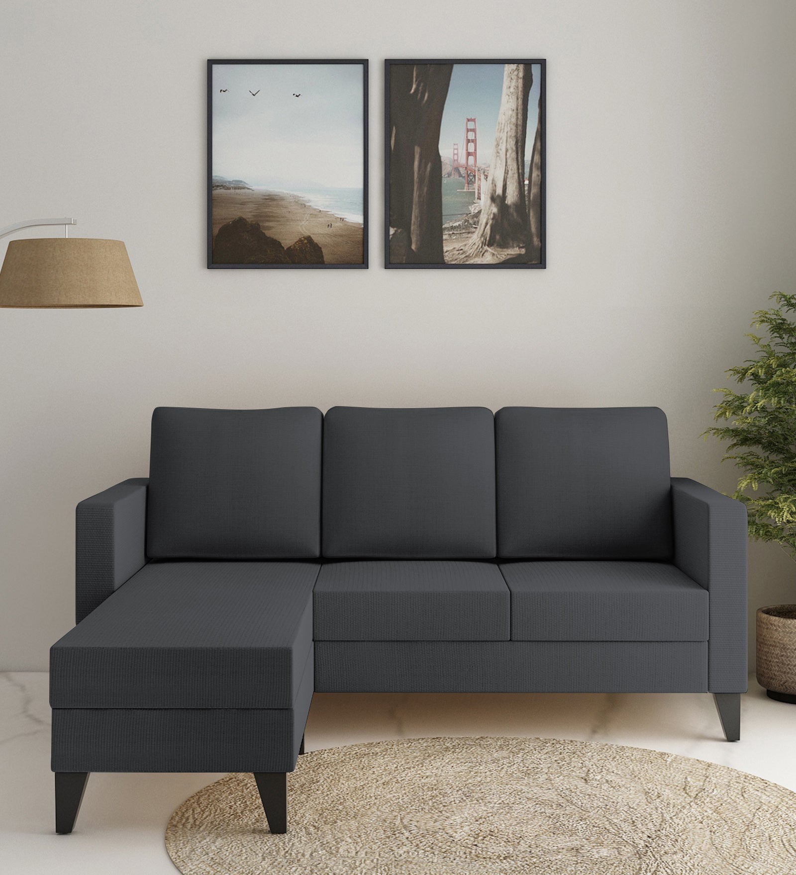 Nori Fabric RHS Sectional Sofa (2+Lounger) In Maba Grey Colour - Febonic Living