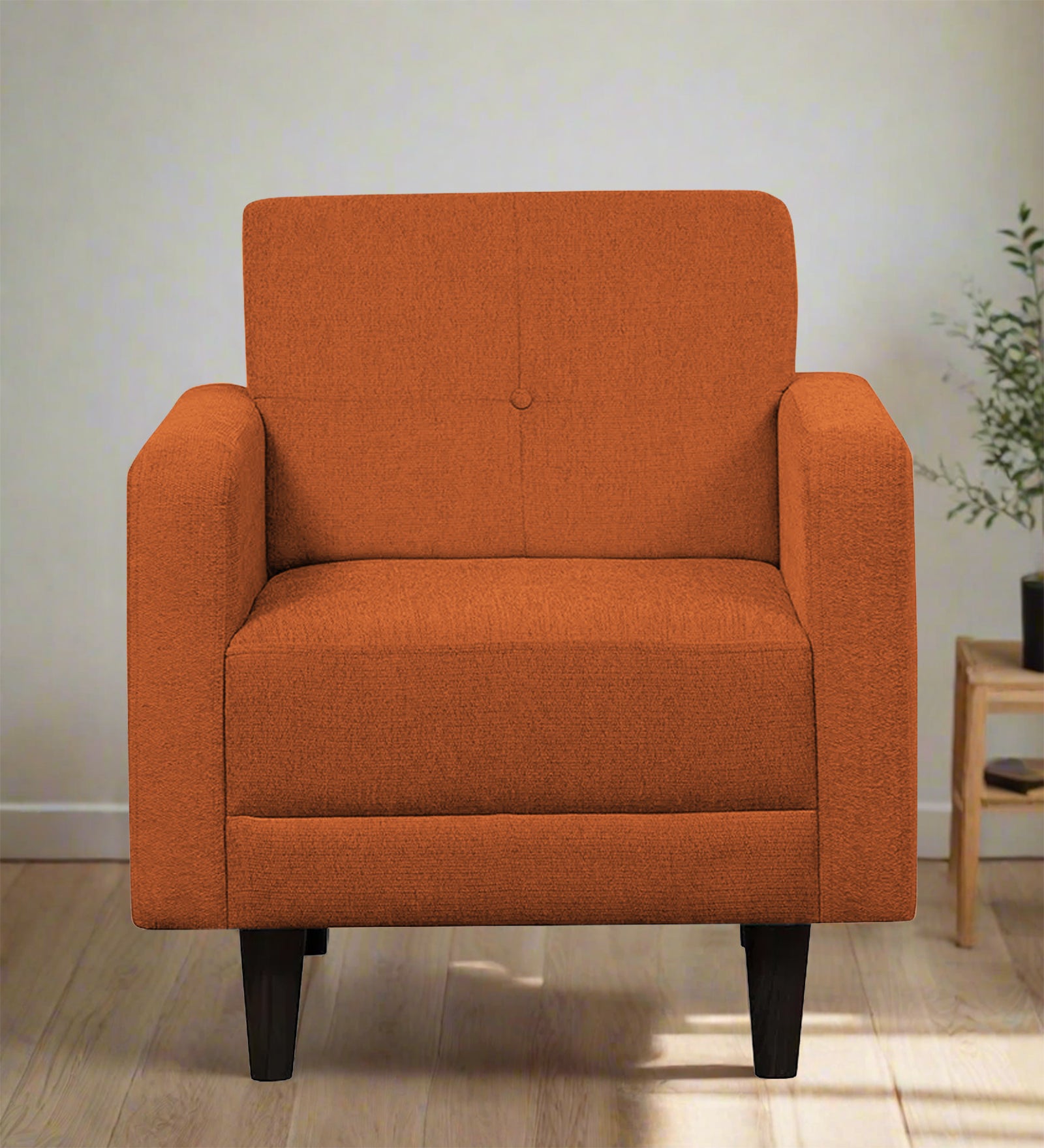 Noha Fabric 1 Seater Sofa In Vivid Orange Colour - Febonic Living