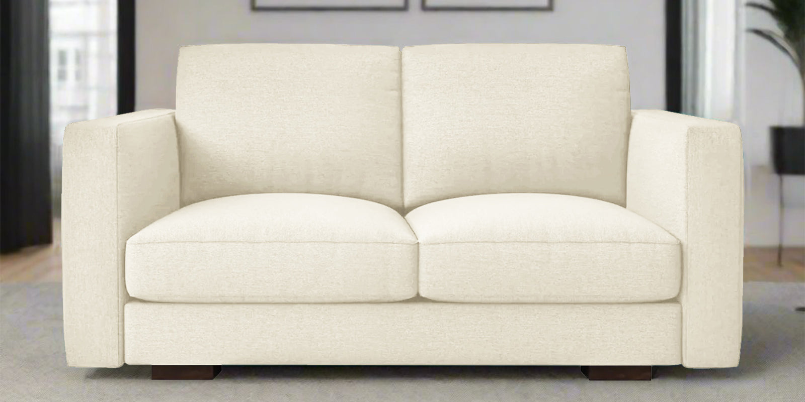 Messy Fabric 2 Seater Sofa In Ivory Cream Colour - Febonic Living