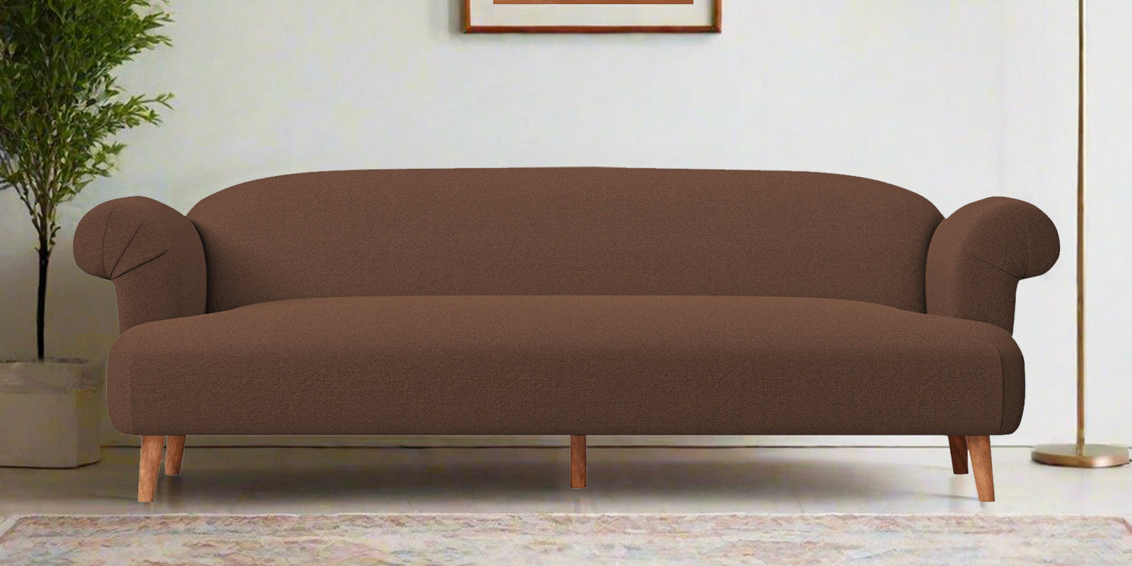 Barber Fabric 3 Seater Sofa In Ash Brown Colour - Febonic Living