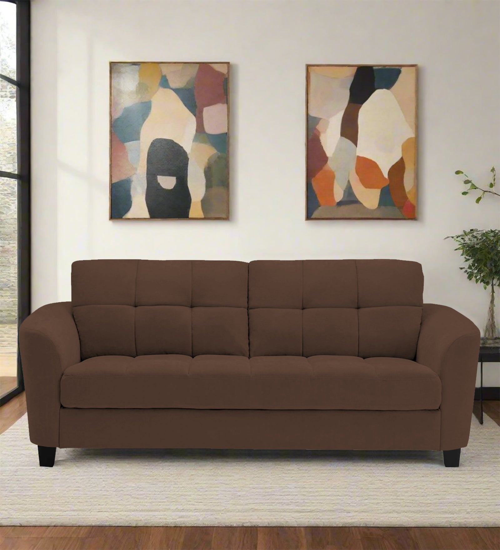 Mulan Fabric 2 Seater Sofa In Ash Brown Colour - Febonic Living