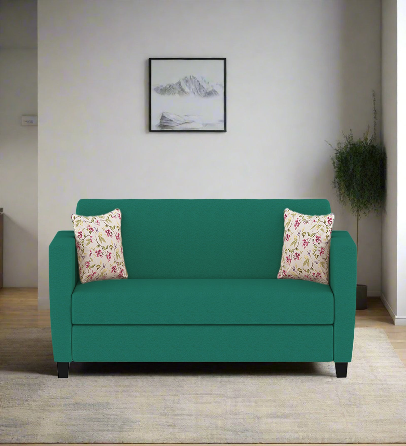Gozi Fabric 2 Seater Sofa In Sea Green Colour - Febonic Living