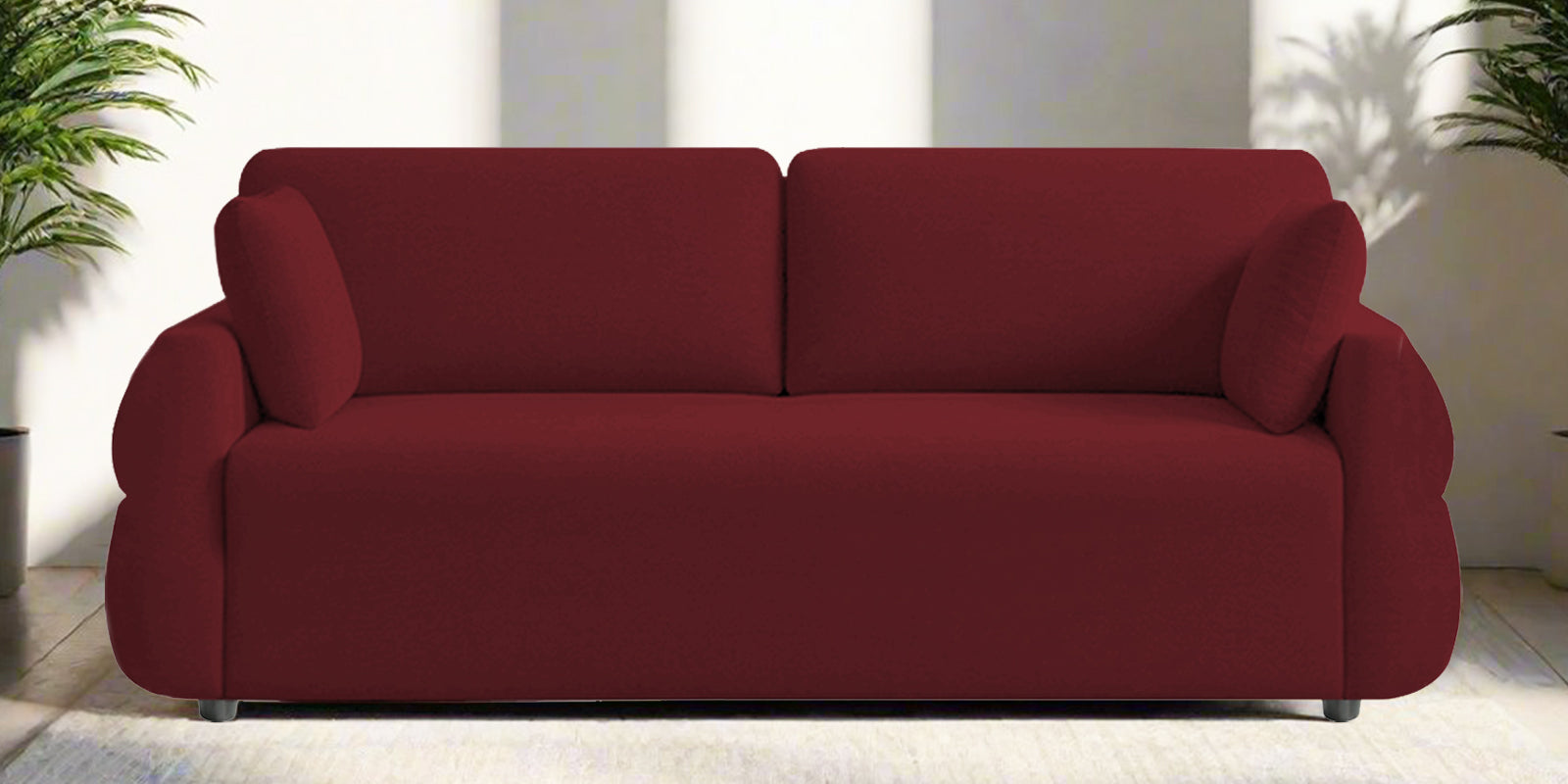 Jack Fabric 3 Seater Sofa In Blood Maroon Colour - Febonic Living