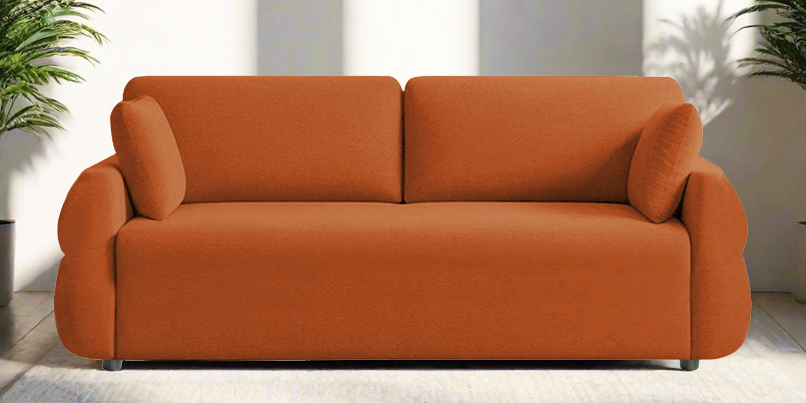 Jack Fabric 3 Seater Sofa In Vivid Orange Colour - Febonic Living