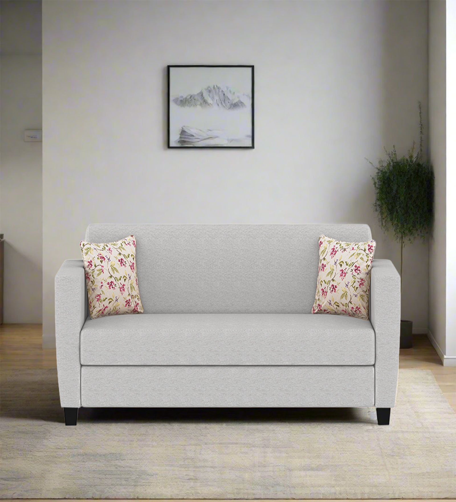 Gozi Fabric 2 Seater Sofa In Lit Grey Colour