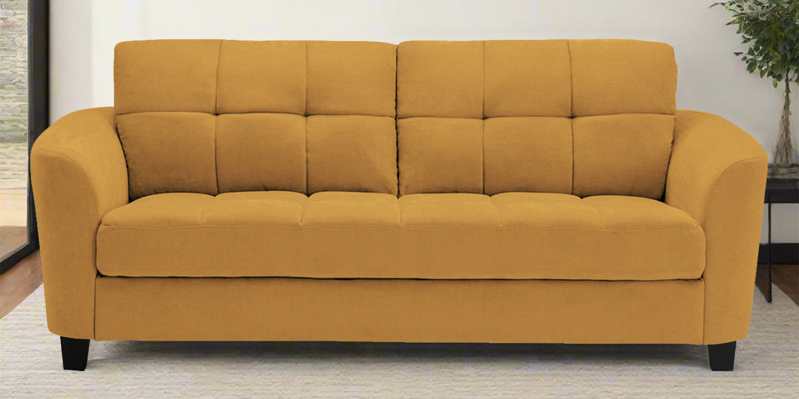 Mulan Fabric 2 Seater Sofa In Corn Yellow Colour - Febonic Living