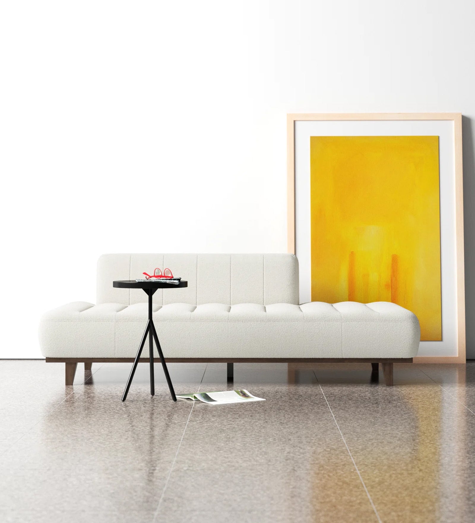 Bobby Fabric Chaise Lounger In White Plain Colour - Febonic Living