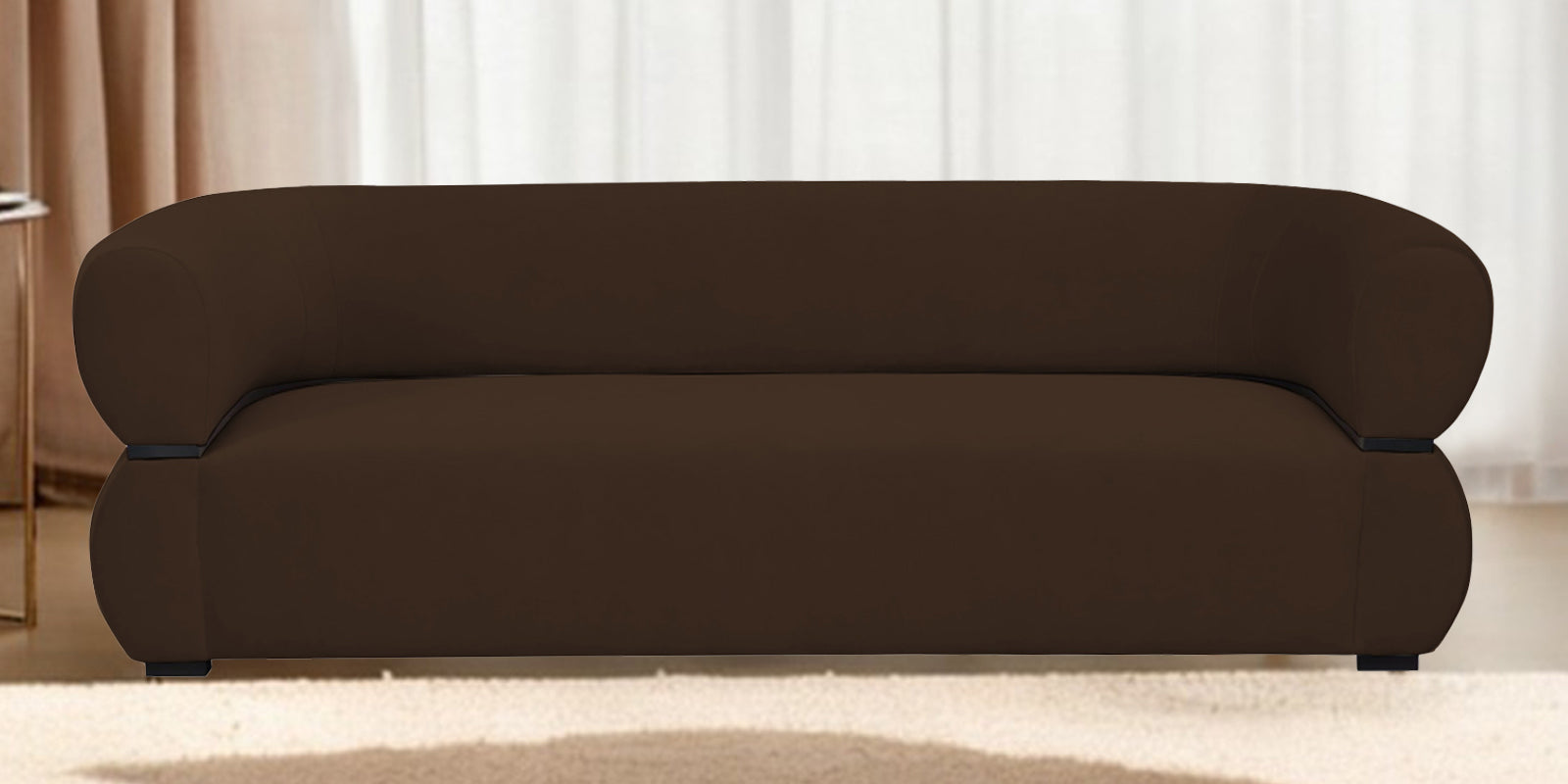 Kula Velvet 3 Seater Sofa In Cholocate Brown Colour - Febonic Living