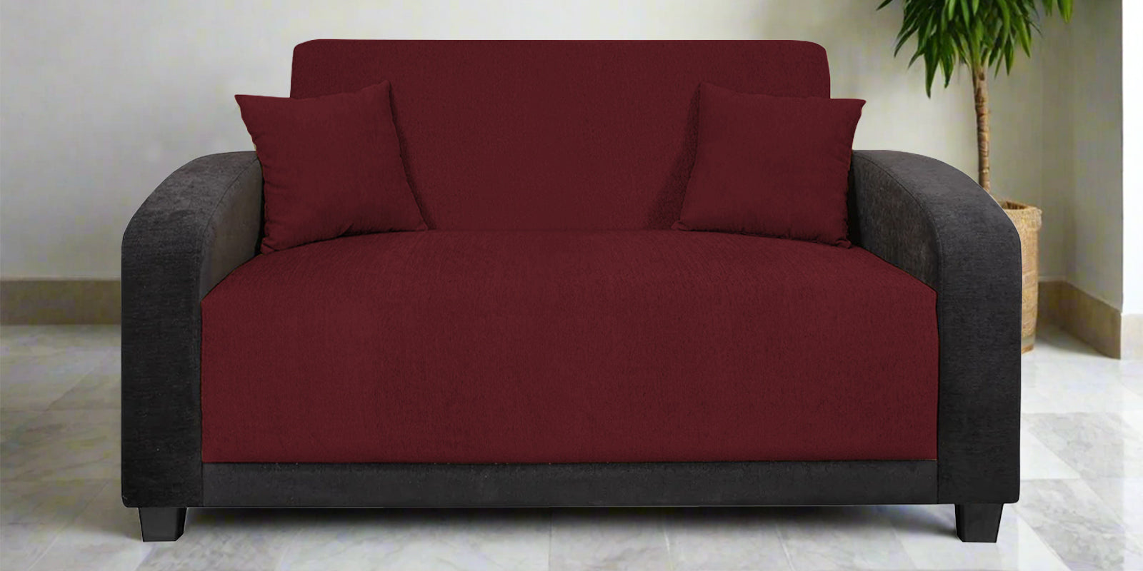 Alex Fabric 2 Seater Sofa In Blood Maroon Colour - Febonic Living