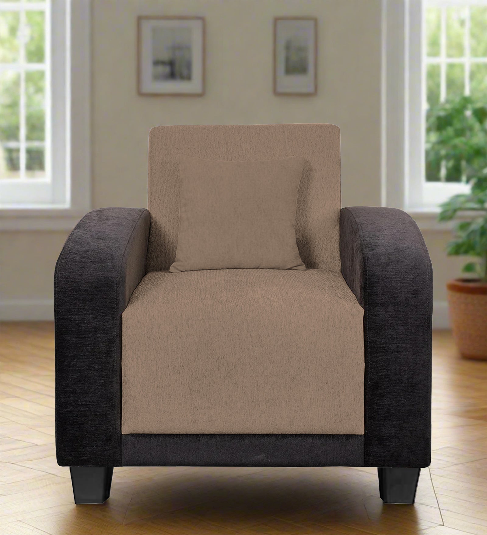 Alex Fabric 1 Seater Sofa In Cookie Beige Colour - Febonic Living