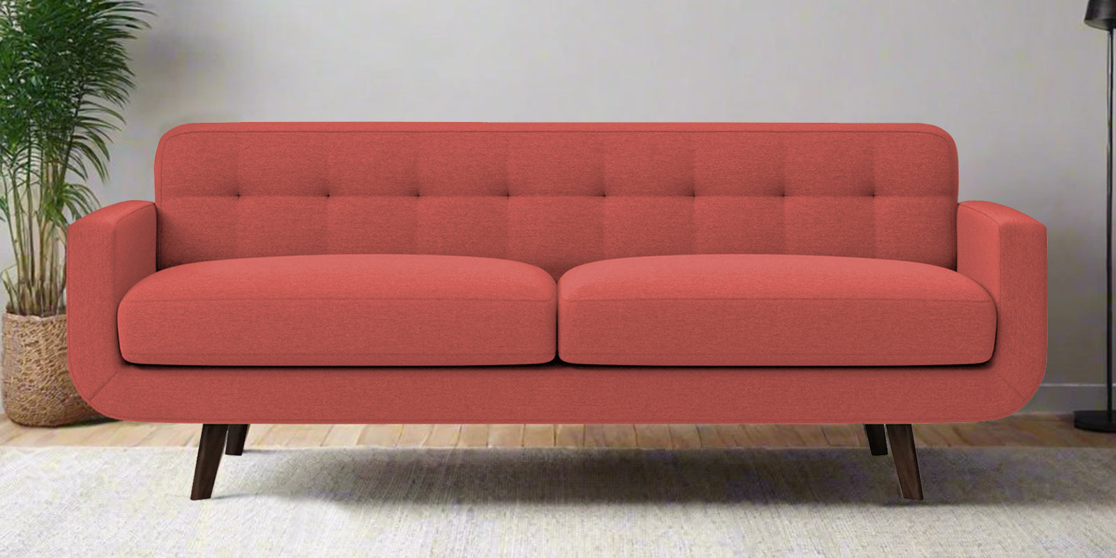 Marsela Fabric 3 Seater Sofa In Salmon Pink Colour - Febonic Living