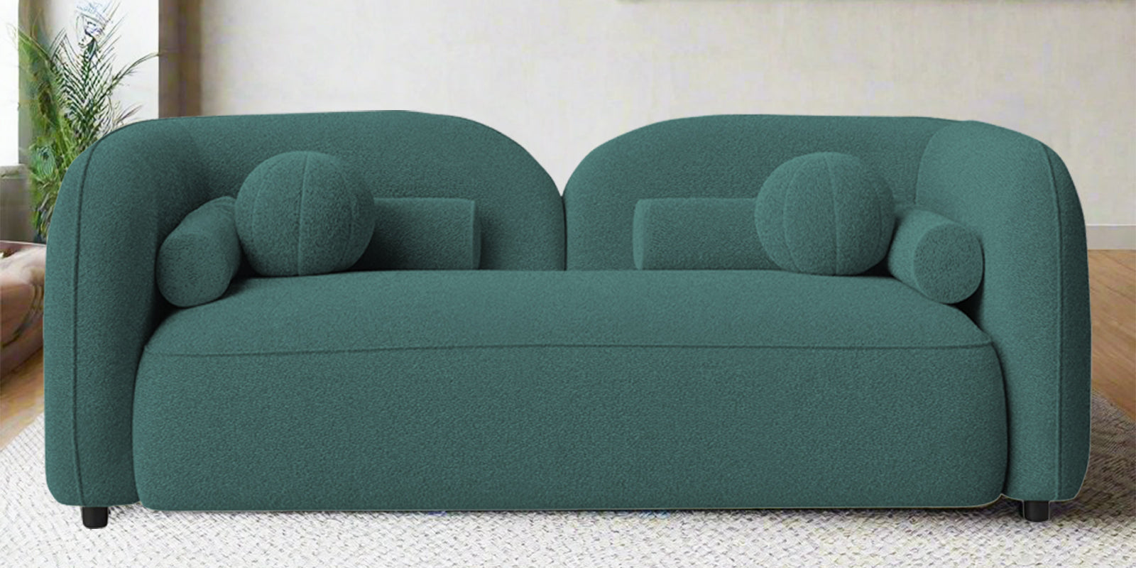 Corny Boucle Fabric 2 Seater Sofa In Bark Green Colour - Febonic Living