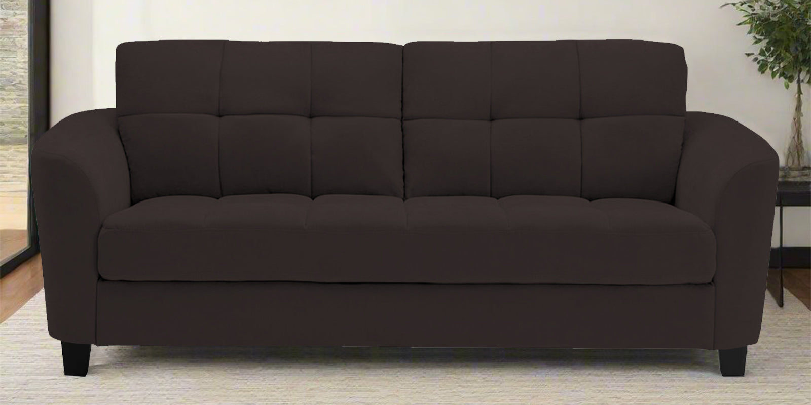 Mulan Fabric 2 Seater Sofa In Pebble Brown Colour - Febonic Living