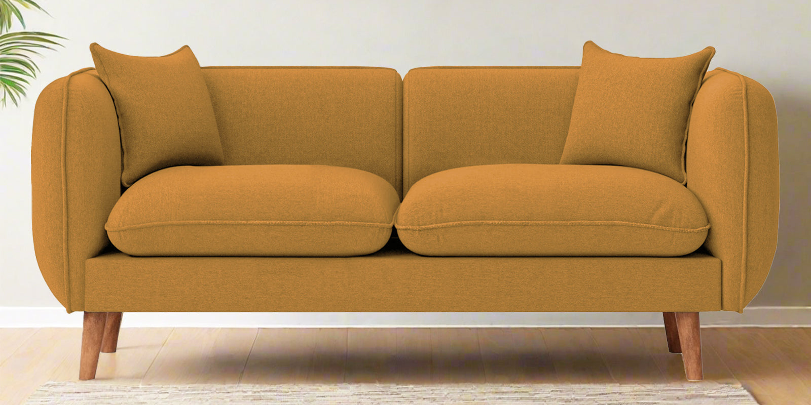 Reva Fabric 2 Seater Sofa In Corn Yellow Colour - Febonic Living