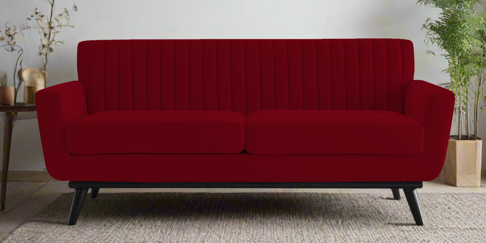 Tucker Velvet 2 Seater Sofa In Cherry Red Colour - Febonic Living