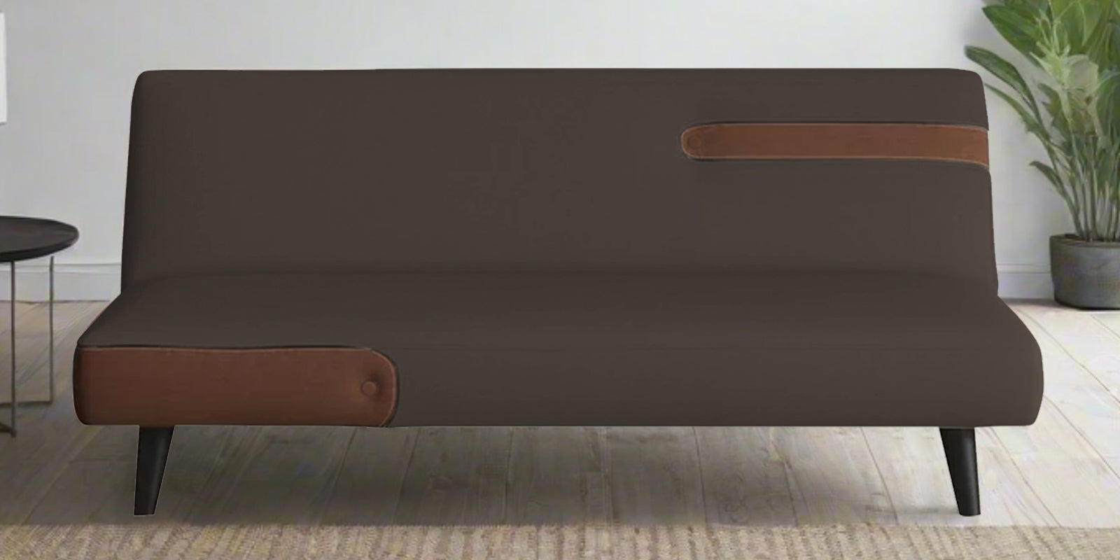 Vedan Fabric 3 Seater Convertible Sofa Cum Bed In Caspa Brown Colour - Febonic Living