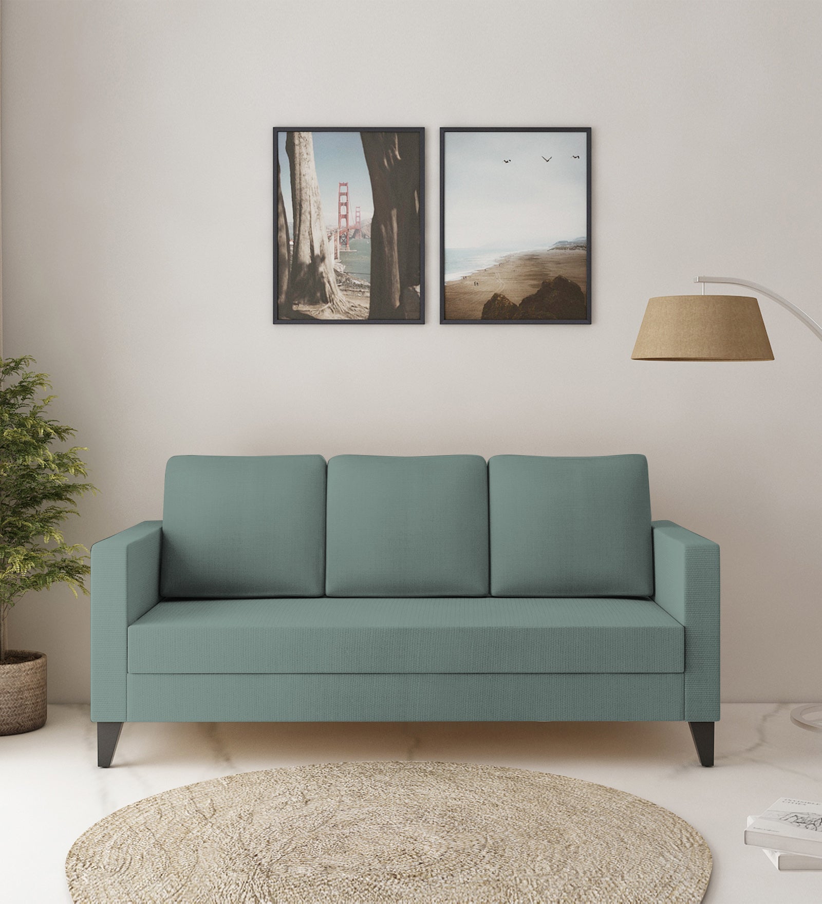 Nori 3 Seater Fabric Sofa - Suka Blue by Febonic Living