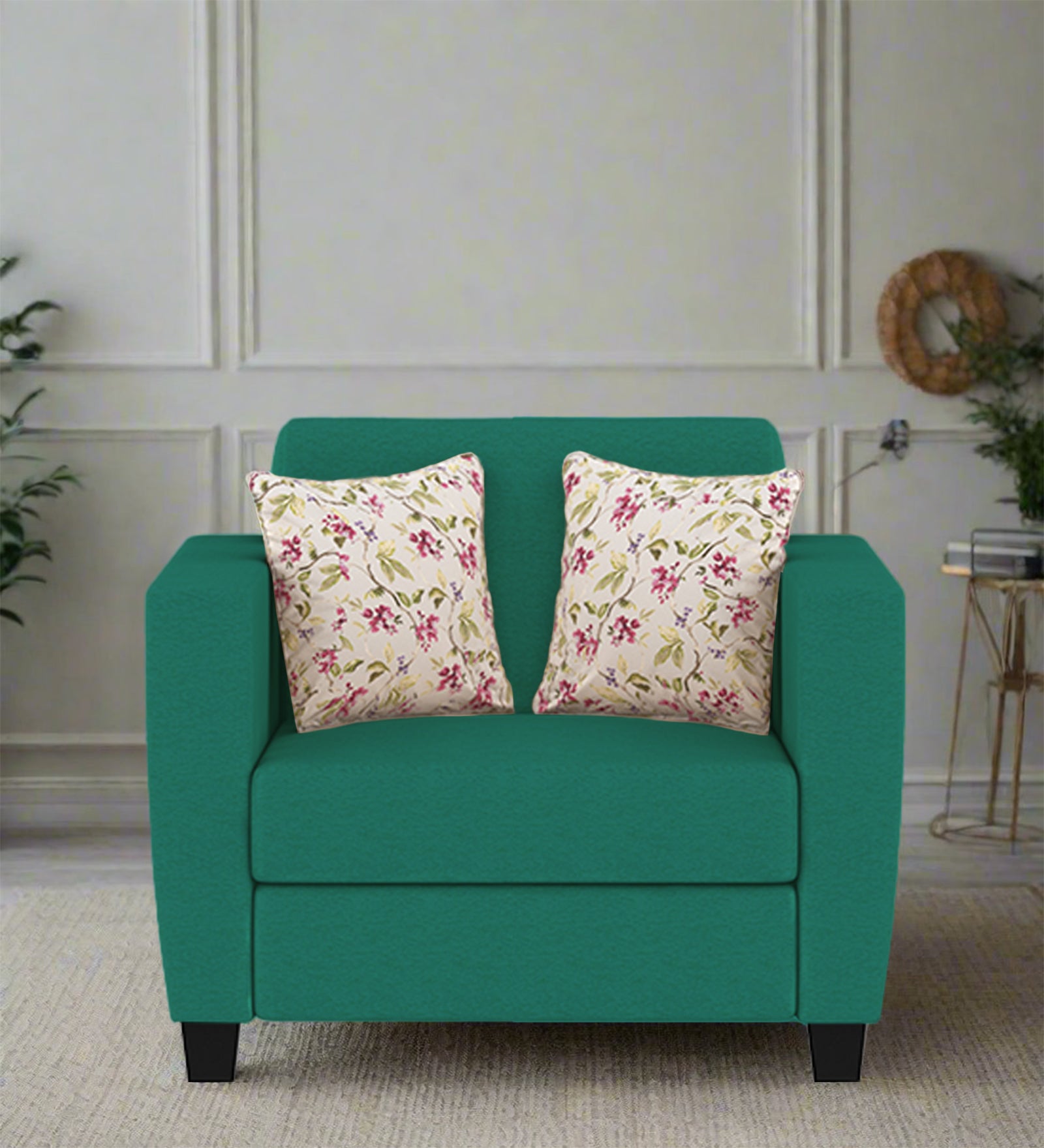 Gozi Fabric 1 Seater Sofa In Sea Green Colour - Febonic Living