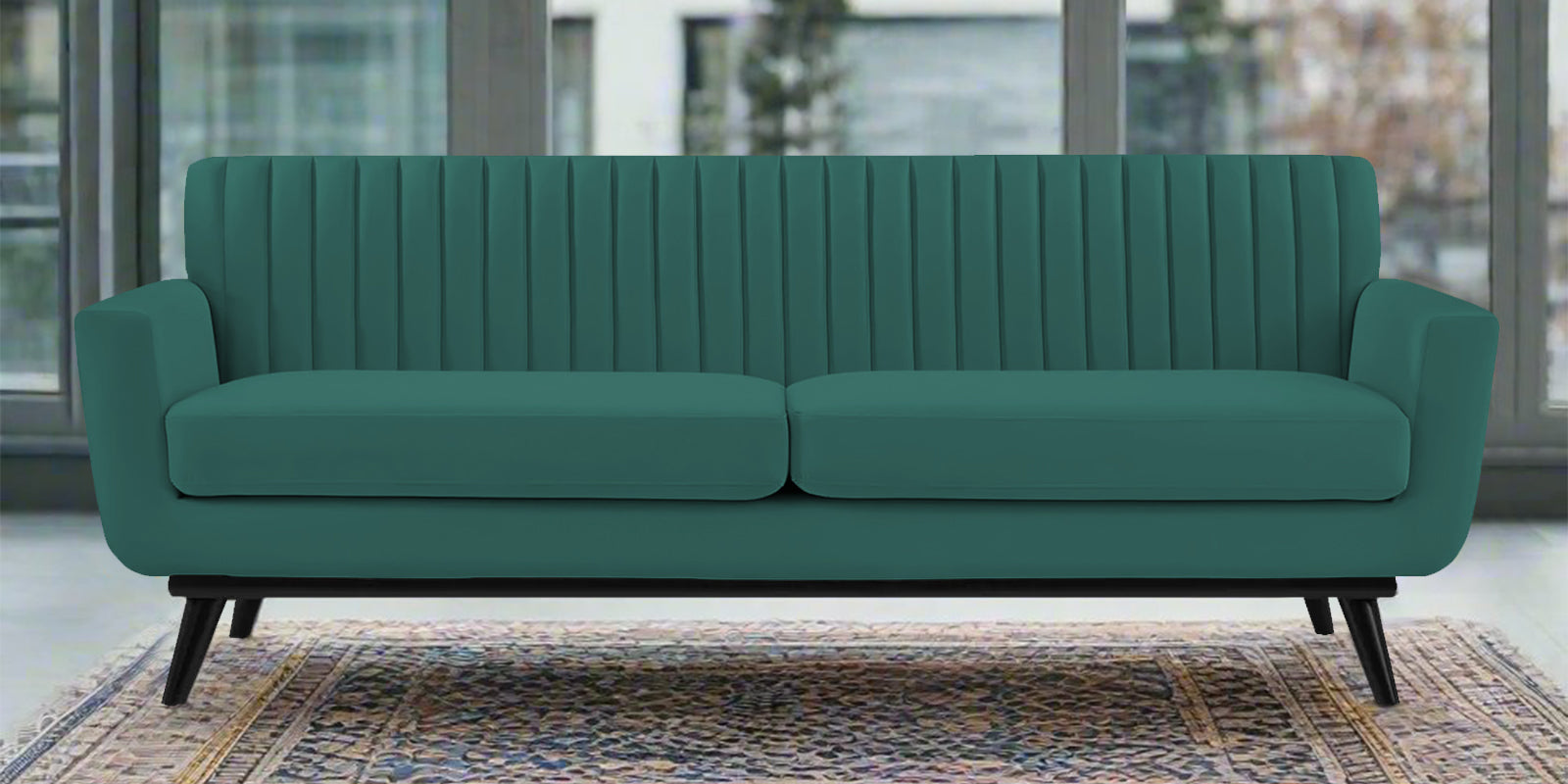 Tucker Velvet 3 Seater Sofa In Pine Green Colour - Febonic Living