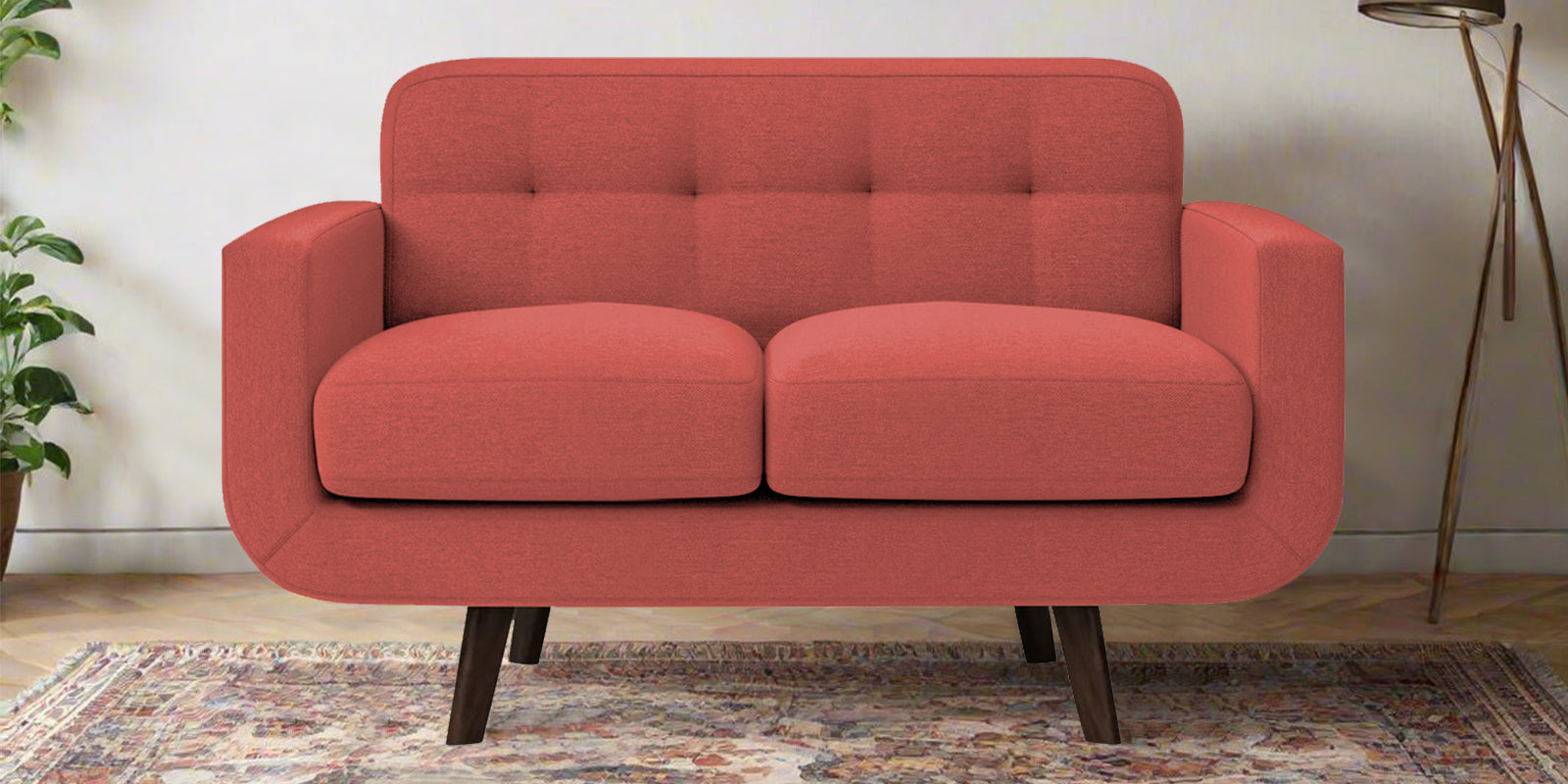 Marsela Fabric 2 Seater Sofa In Salmon Pink Colour - Febonic Living