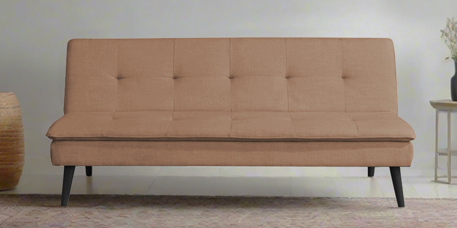Toner Fabric 3 Seater Convertible Sofa Cum Bed In Cosmic Beige Colour - Febonic Living