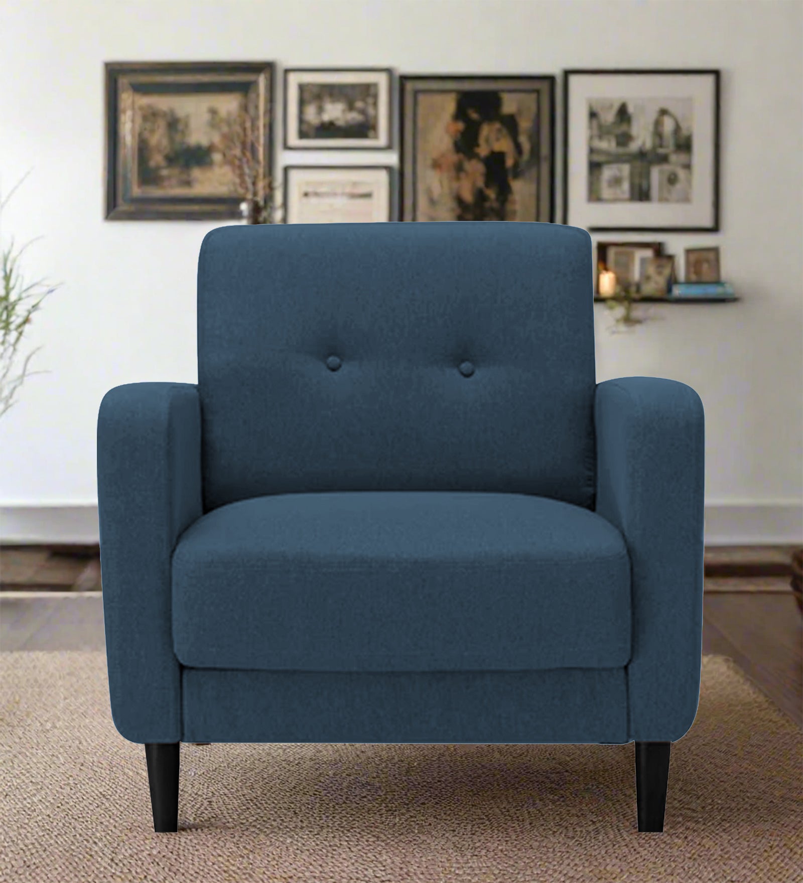 Marq Fabric 1 Seater Sofa In  Light Blue Colour - Febonic Living