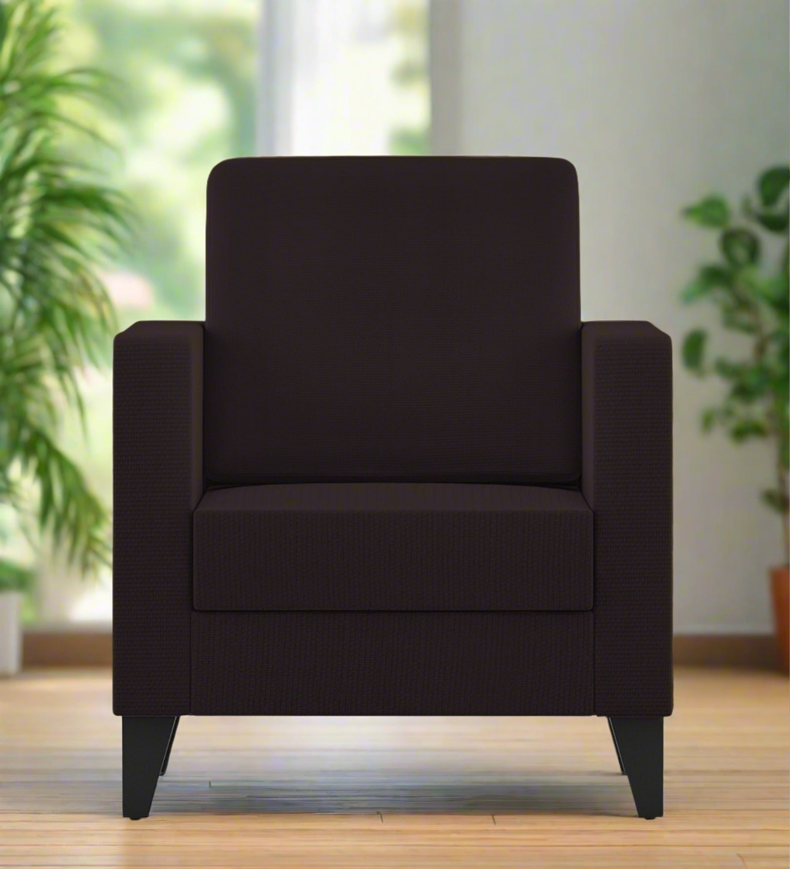 Nori Fabric 1 Seater Sofa In Dark Brown Colour - Febonic Living