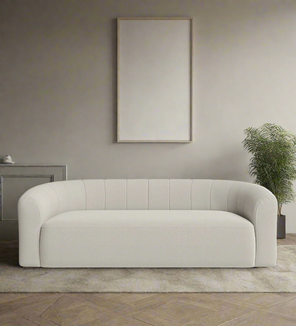 Jaxon Fabric 3 Seater Sofa In Ivory Cream Grey Colour - Febonic Living