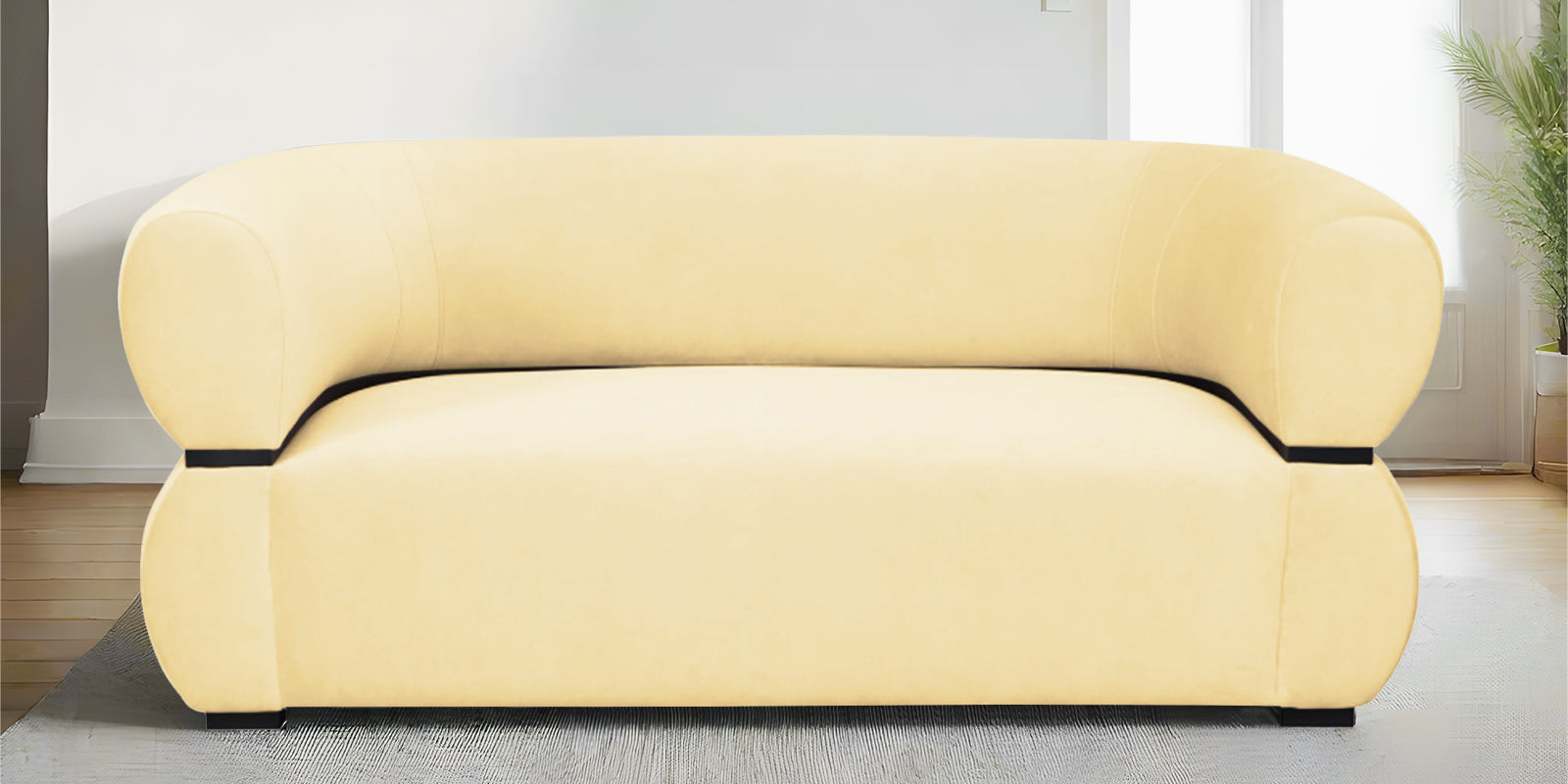 Kula Velvet 2 Seater Sofa In Sandy Beige Colour - Febonic Living