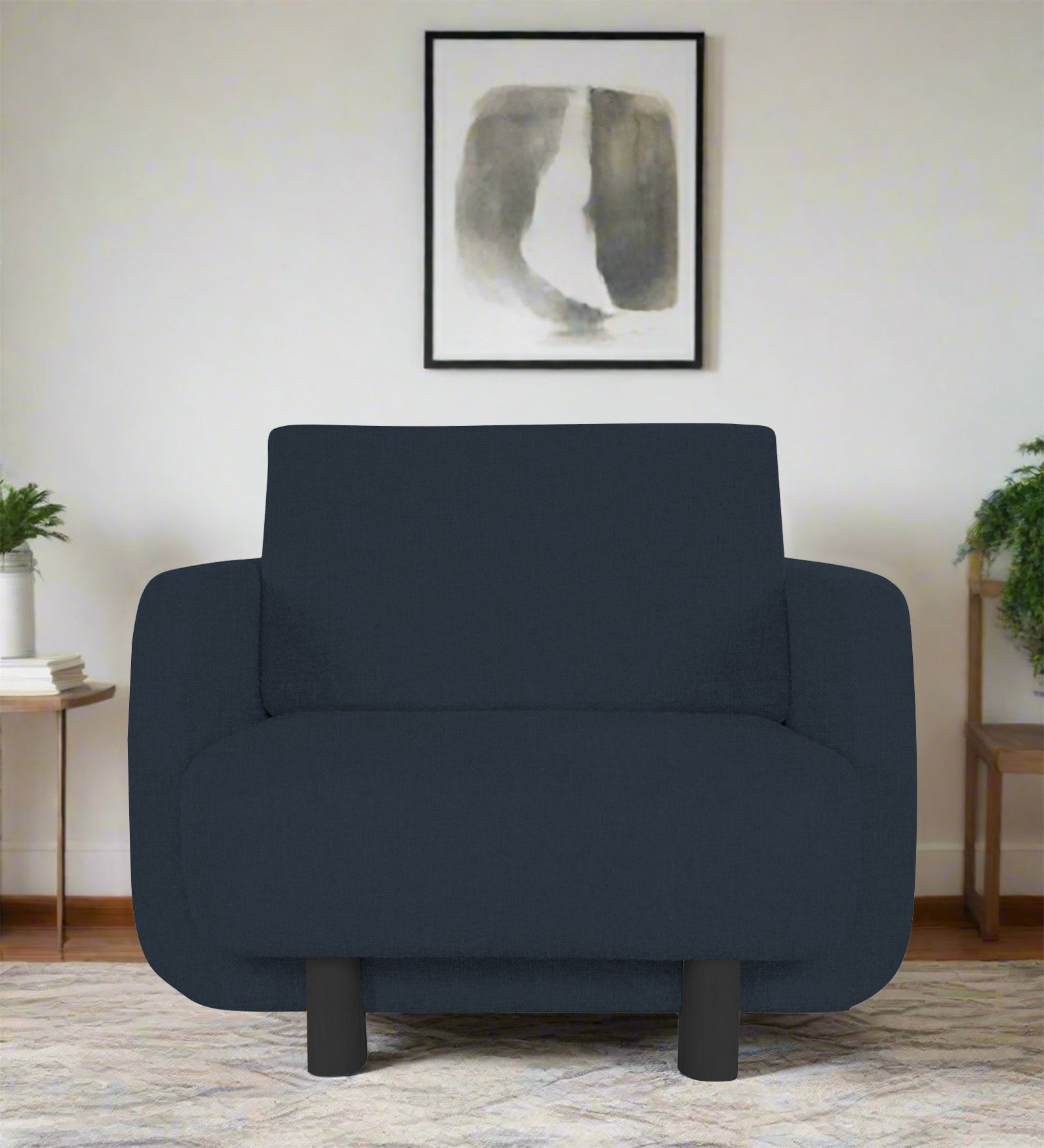 Varu Fabric 1 Seater Sofa In Denim Blue Colour - Febonic Living