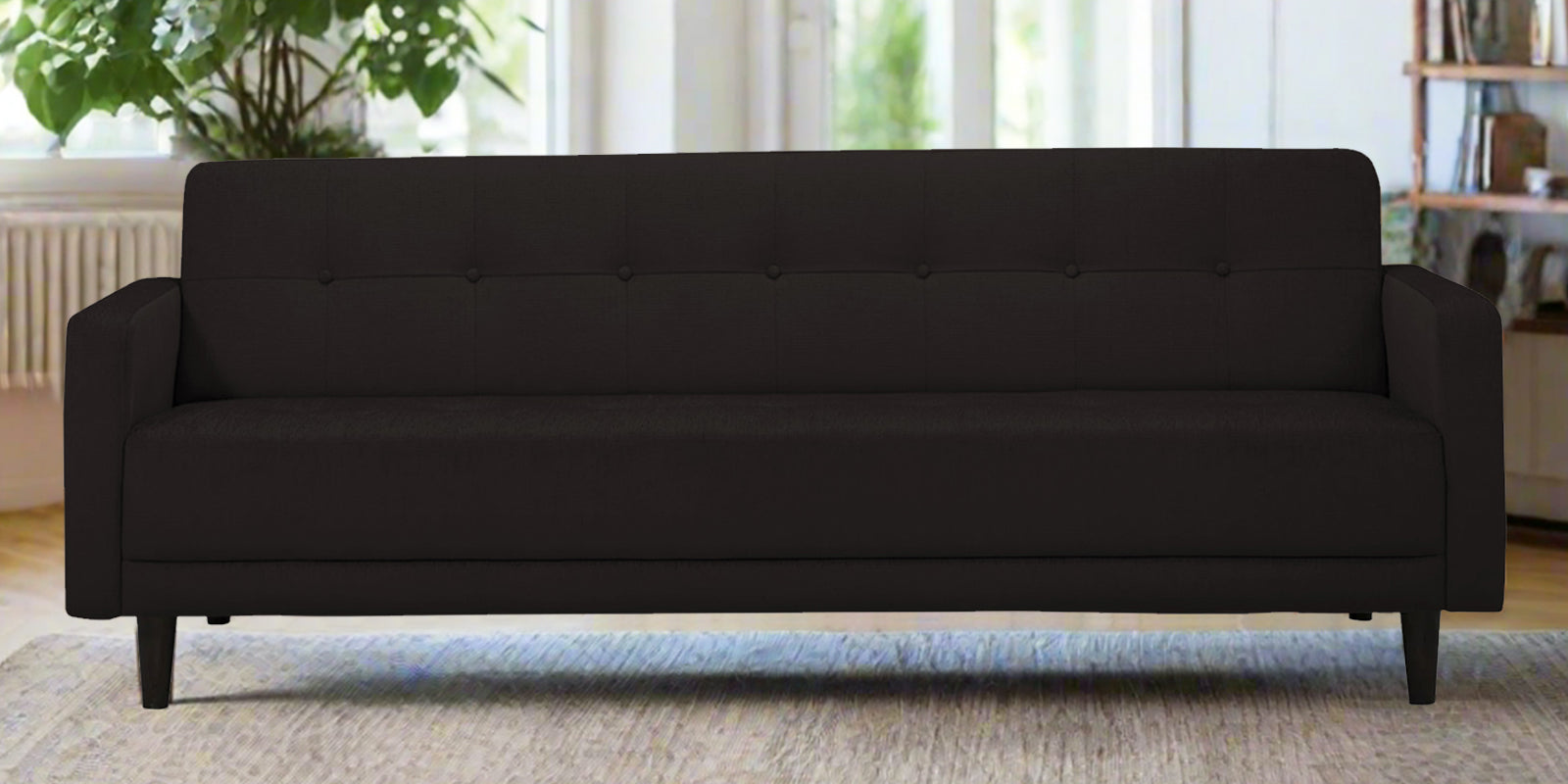 Noha Fabric 3 Seater Sofa In Cara Brown Colour