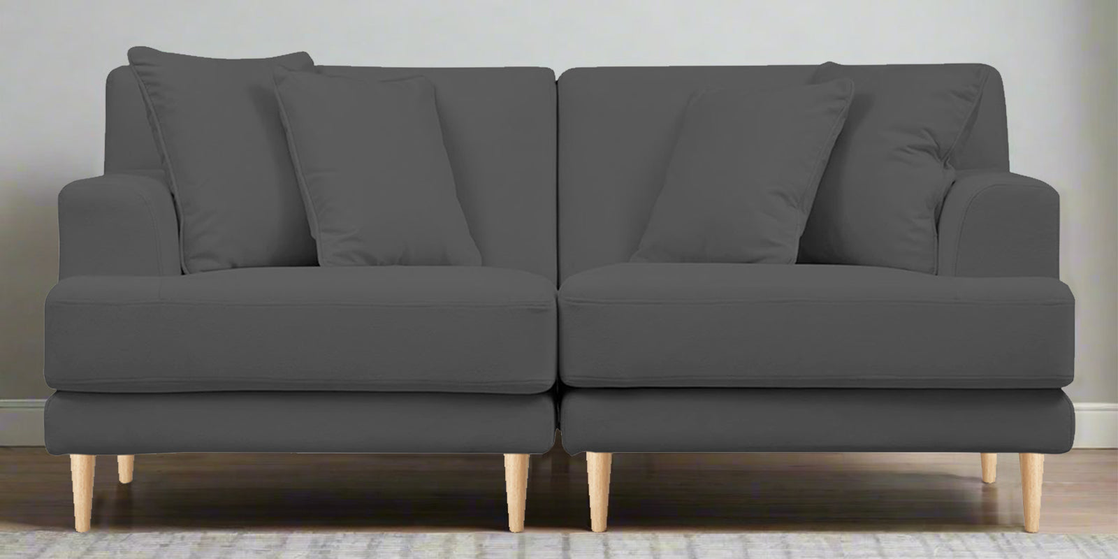 Woody Fabric 2 Seater Sofa In Pure Grey Colour - Febonic Living