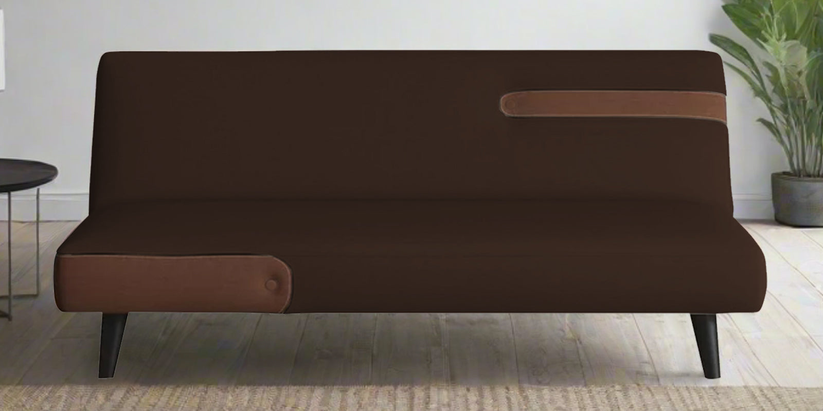 Vedan Fabric 3 Seater Convertible Sofa Cum Bed In Cidar Brown Colour - Febonic Living